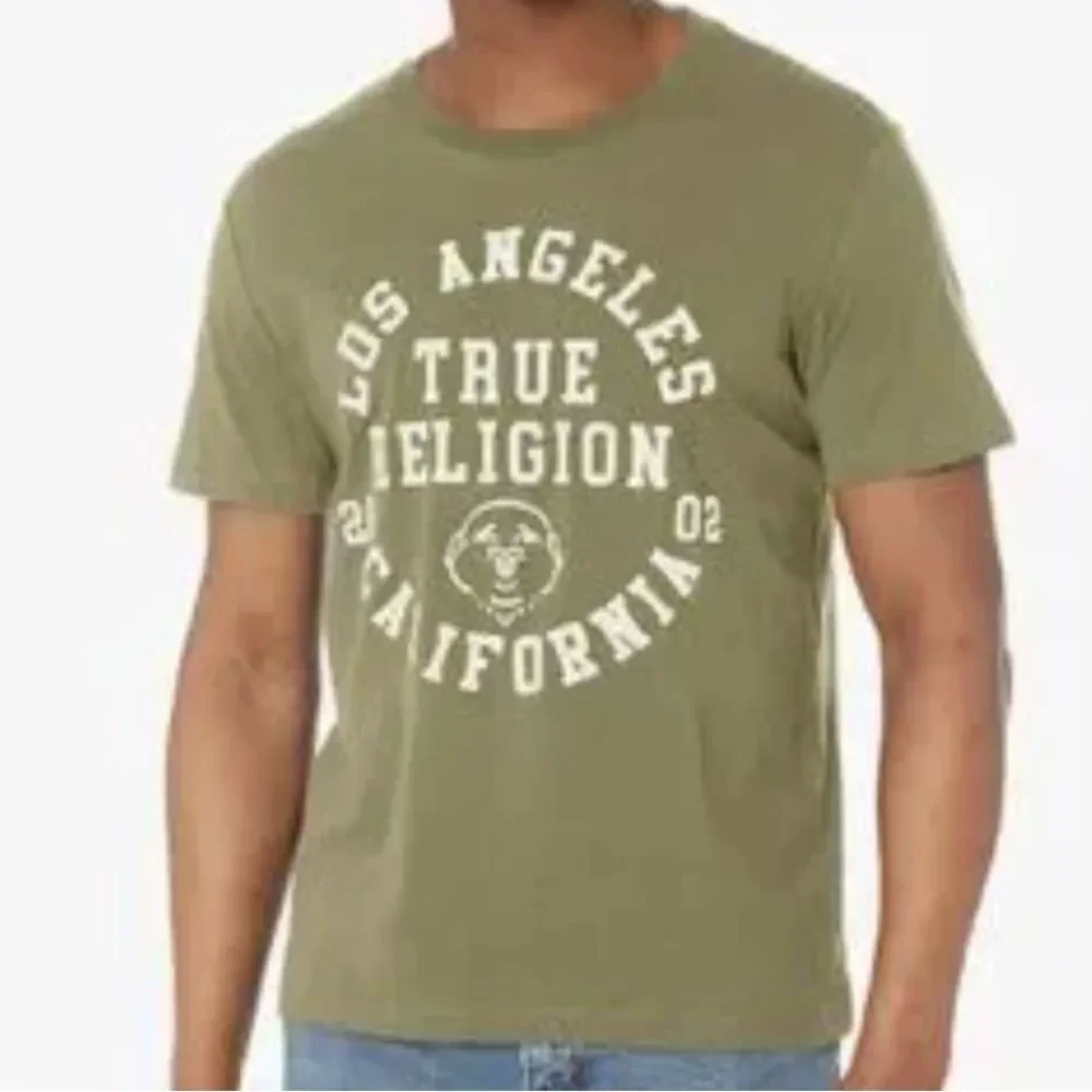 True Religion Men's Olive Green LA California Tee Size M